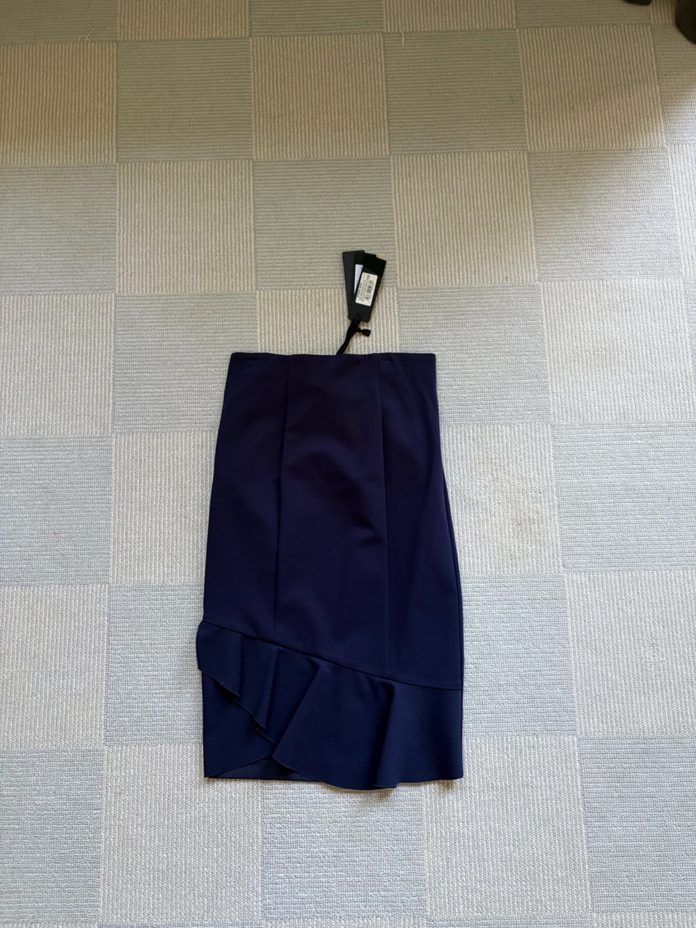Pinko Navy Ruffle-Hem Pencil Skirt